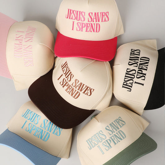 "Jesus Saves I Spend" Embroidered casual baseball cap