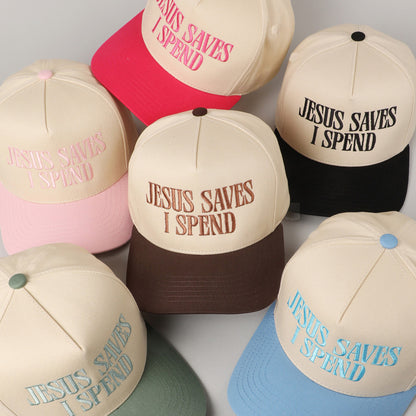 "Jesus Saves I Spend" Embroidered casual baseball cap