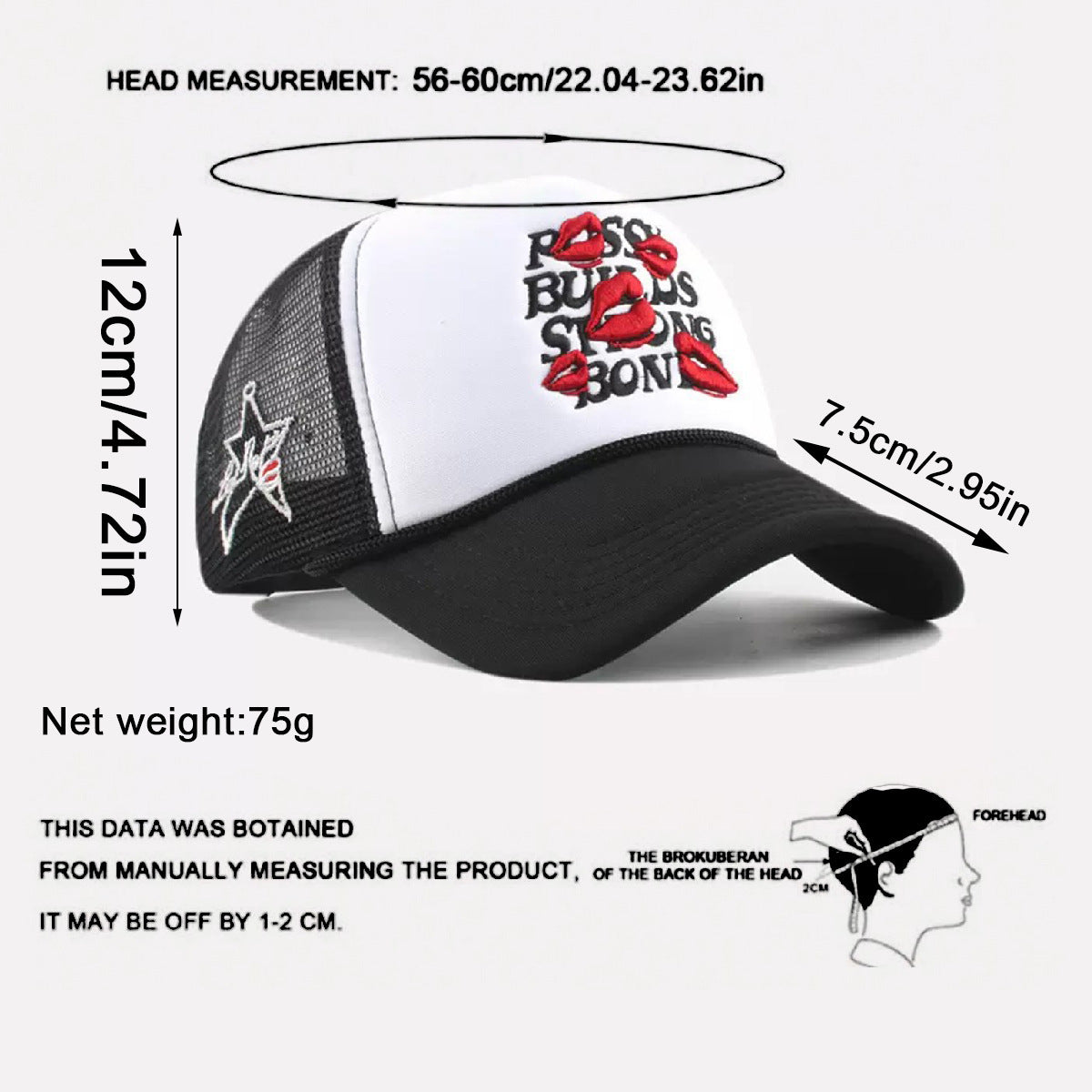 Embroidered Red Lips Trucker Cap