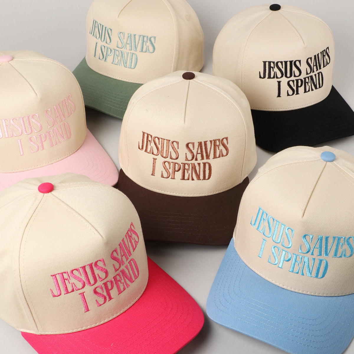 "Jesus Saves I Spend" Embroidered casual baseball cap